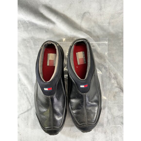 Tommy Hilfiger Shoe mens 10.5M Black Leather Slip On Sneaker Low Back - Picture 14 of 16